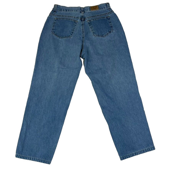 LL Bean Jeans Womens 14 (30.5x26.5) Relaxed Fit Blue Mom Medium Wash Cotton Vtg - Picture 2 of 9
